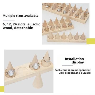 Desktop Ornament Modern Wood Cone Ring Display Stand Retro Decorative Bangle Storage Tray Space Saving Ring Storage Rack Cabinet