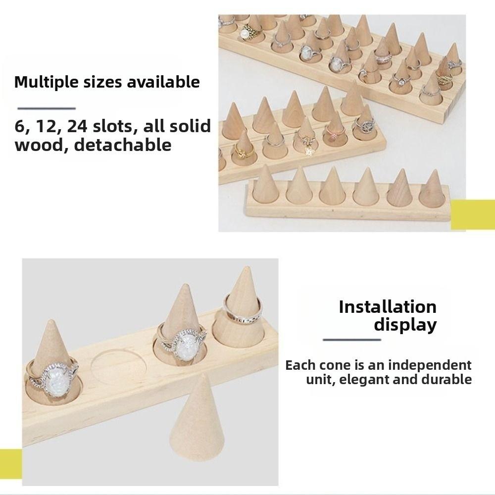 Decorative Wood Cone Ring Display Stand Retro Ring Storage Rack Crafts Bangle Storage Tray  Key