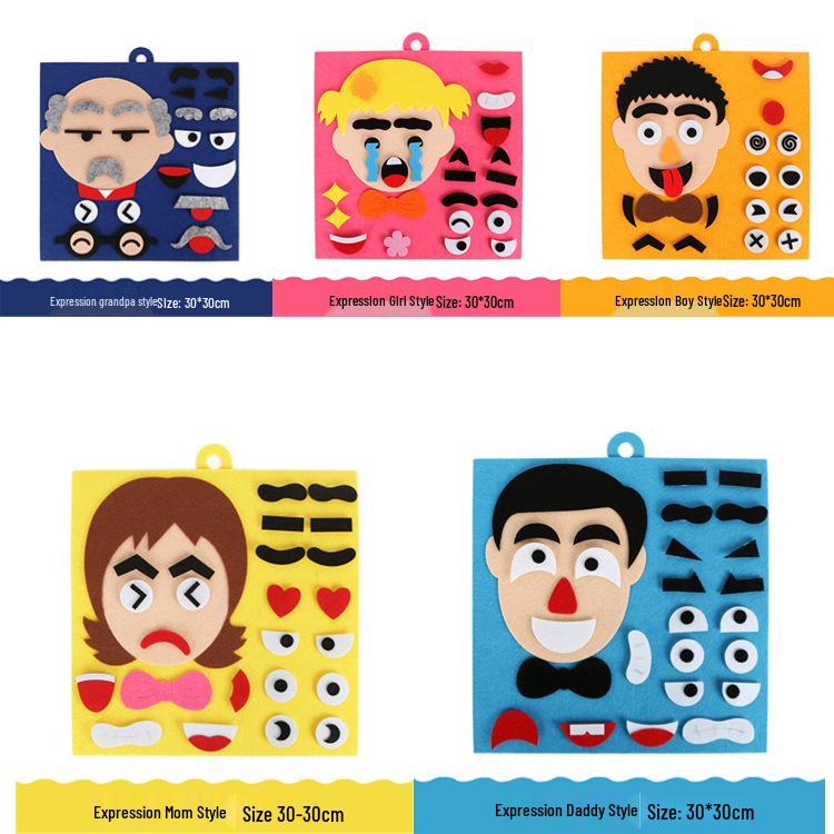 Felt Facial Expression Stickers for Kids - Non-woven Fabric Teaching Aids for Kindergarten