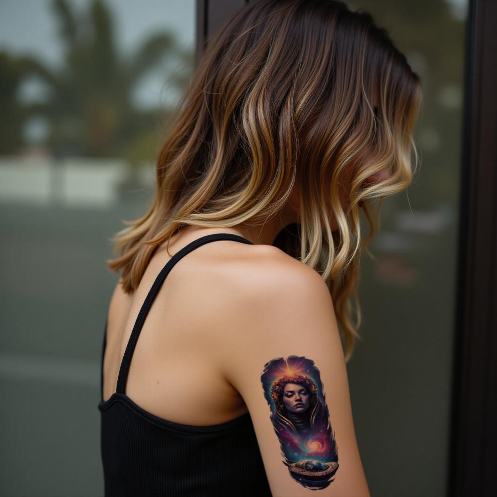 12pcs Temporary Tattoo Colorful Realism Space Mission Space Travel Alien Planet For Shoulders Men Adults