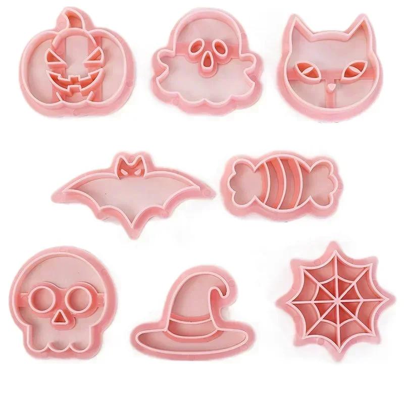 

Набор из 8 предметов, мультяшная рождественская форма для печенья на Хэллоуин, снеговик, тыква, череп, форма для резки печенья, помадка, инструмент для выпечки