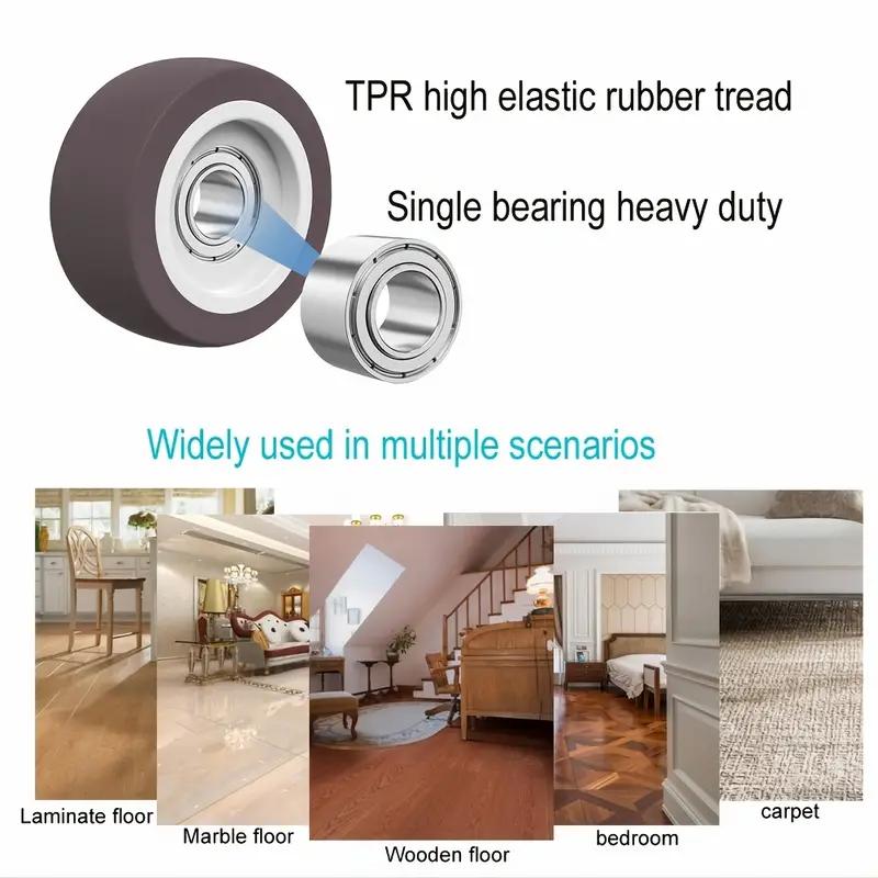 4 st Topplats Fast TPR Gummihjul, 1"(25 mm), Glidlager Kaffe Termoplastgummi Hjul För Att Flytta Möbler Tyst Och Smidigt