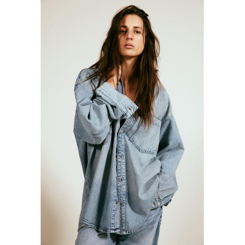 

Рубашка HM FeatHered Soft Denim Light Denim Blue