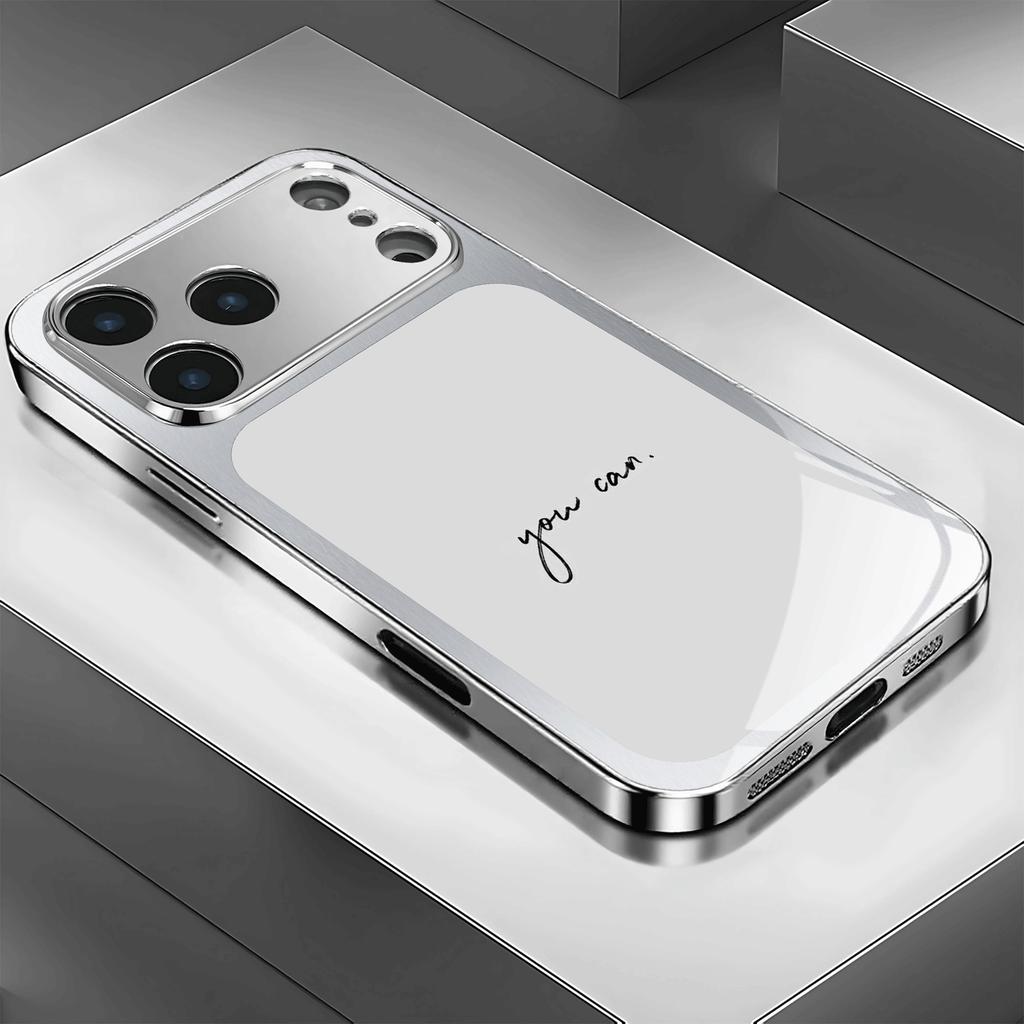 You can use the English patterned glass phone case for iPhone 17, 16, 15, 14, 13, 12, 11 Pro/Max/Plus to prevent shock and drop