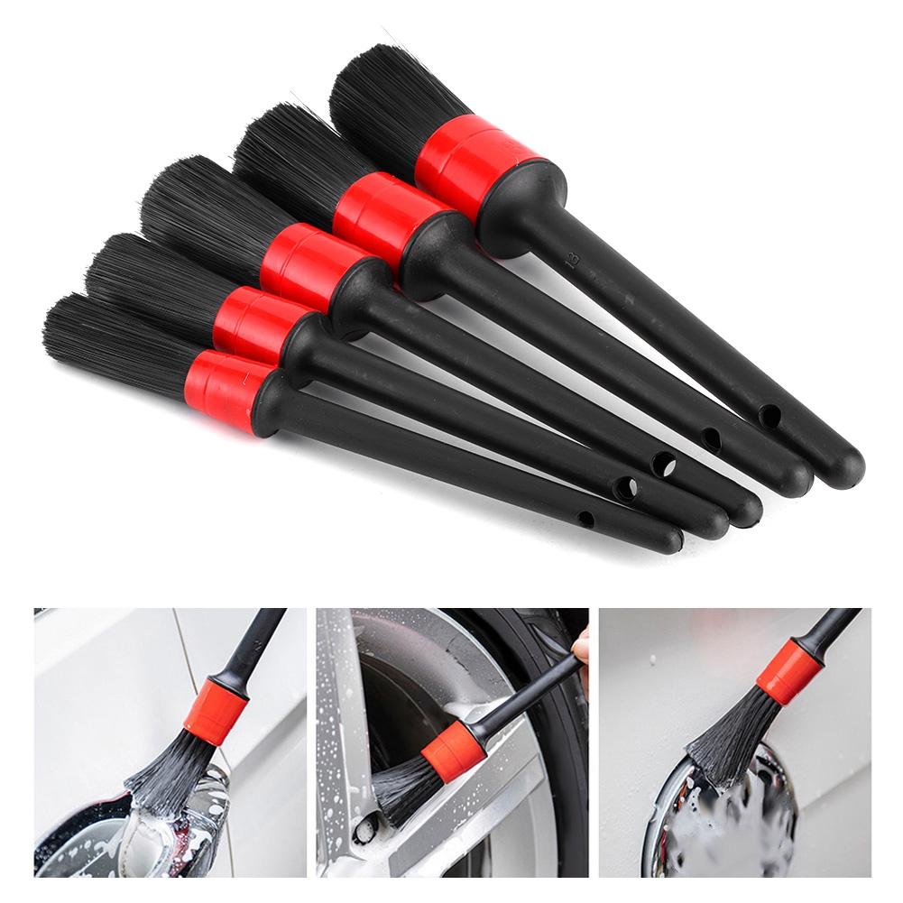 5pcs Car Detailing Brush Dry Wet Dual Use Cleaning Washing Hair Brushes Portable Auto Detail Tool