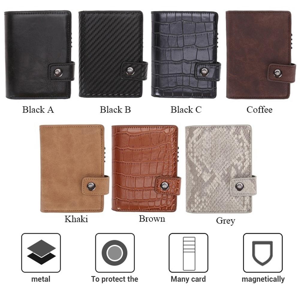 Men RFID Blocking Wallet Aluminium PU Double Box  Up Credit Card Box Case Holder