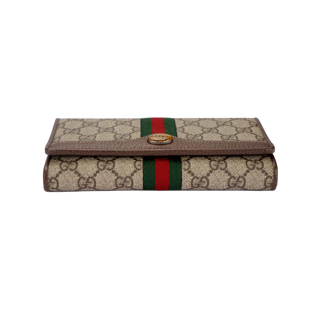 Gucci Ophidia Logo Streifen Web Kette Schultergurt Canvas und Leder Handtasche Damen Handtaschen Ebenholz Braun 546592-96IWS-8745