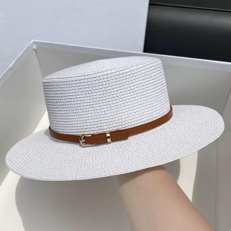 Straw Hat Women's Summer Beach Sunshade Hat Braided Straw Sunblock Hat French Belt Vintage Top Hat Sun Hats For Women