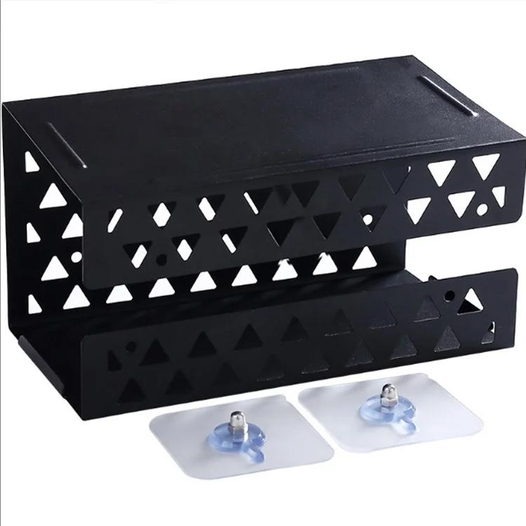 Hollow Toilet Paper Holder Storage Rack Creative Wall-mounted Wrought Iron Multi-function Punch-free