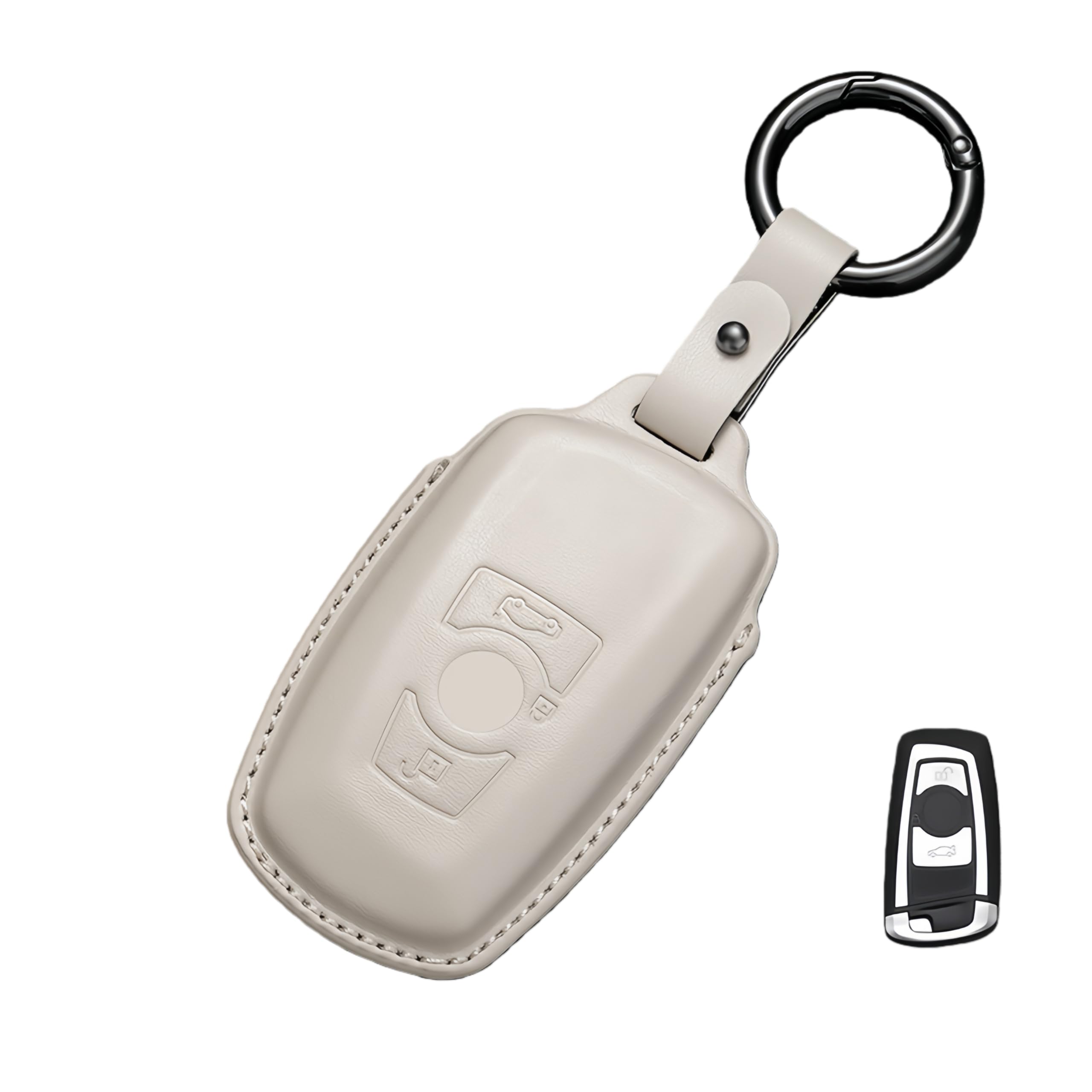 [Khgdfvw] BMW Key Case New Genuine Leather Key Cover Compatible [Small]
