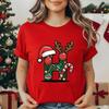 Festive Christmas Alphabet Letter Santa Hat Print Tshirt for Women Fashion T Shirt Streetwear Female Clothes Casual clothing