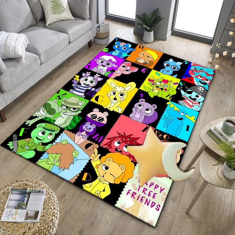 Happy Tree Friends Anniversary Office Rug Chair Mat, Game Carpet, Suitable for Front Door, Bedroom, Living Room, Desk, Holiday Gift
