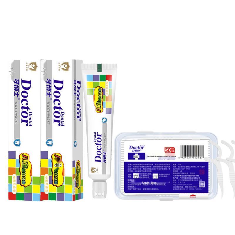 Dr. Tooth Dental Floss Sticks Kids Toothpaste Set