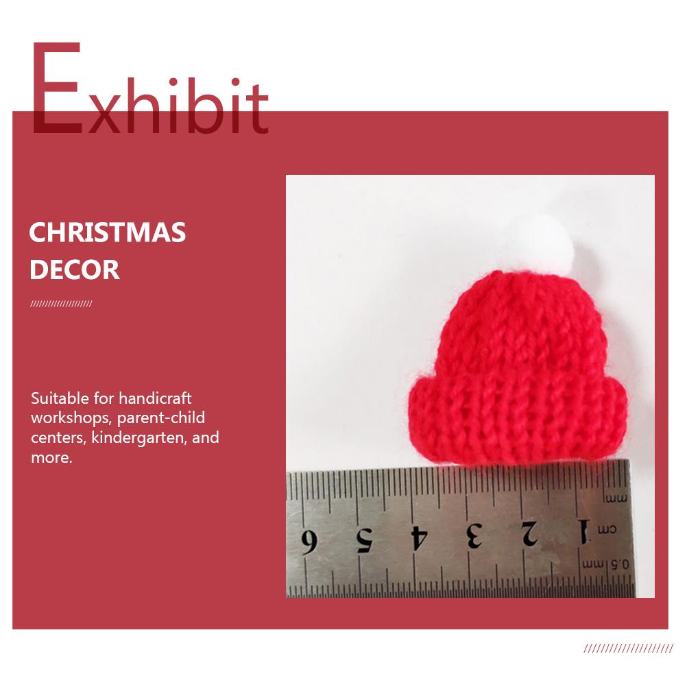 Kleine Weihnachtsmannmützen Weihnachtspuppenhut Feiertags-Flaschenüberzug Weinflaschendekoration Rot Weiß Gestrickte Weihnachtsmannmütze