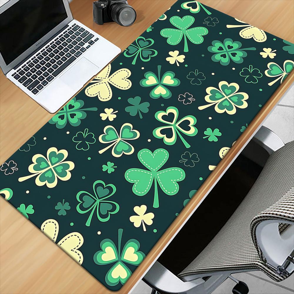 St Patricks Day Green Clover Mousepad  HD Printed Multifunctional Desk Pad  HD Printed Green Clover Desk Pad 300x800x2mm