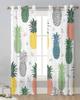 Color Cartoon Pineapple Sheer Curtains for Living Room Decoration Window Curtains for Kitchen Tulle Voile Organza Curtains