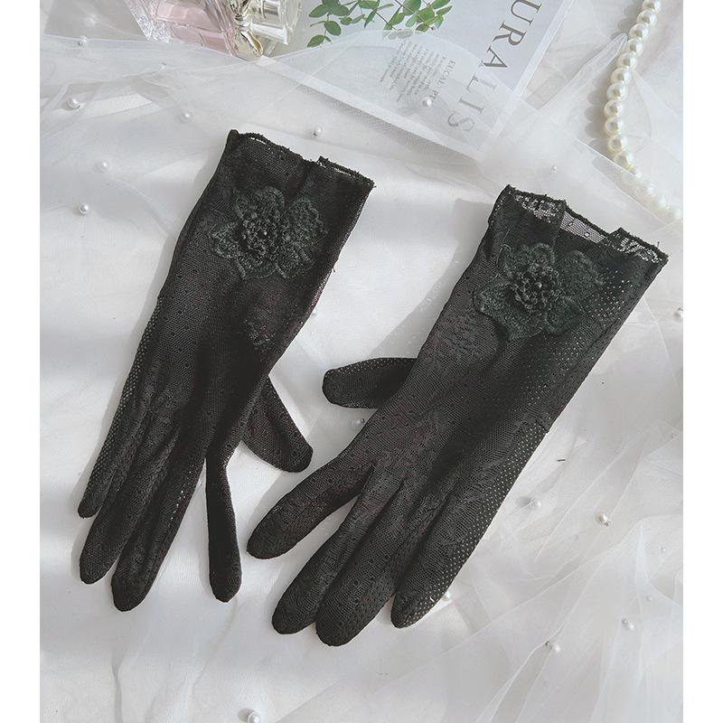 

Sun Protection Gloves Women s Spring and Summer Lace Thin Touch Screen Gloves Driving Breathable Sunshade Outdoor Cycling Gloves чорний