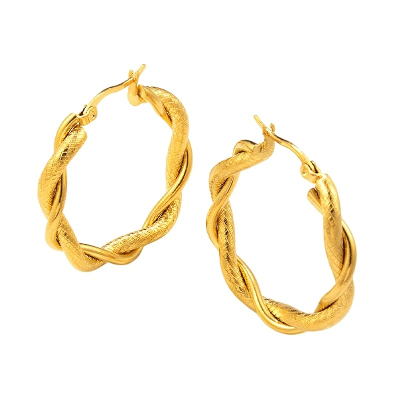 

[Petit-Germe] petit gelme hoop earrings Compatible with metal allergies stainless 316L twist gold color P1017