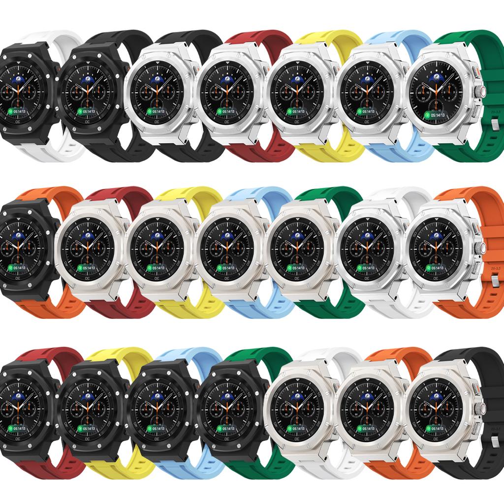 Zestaw Luksusowej Modyfikacji Do Samsung Watch 8 40mm 44mm Metalowa Koperta+Gumowy Pasek Do Watch 8 Classic 46mm Zestaw do Przeróbki Akcesoria