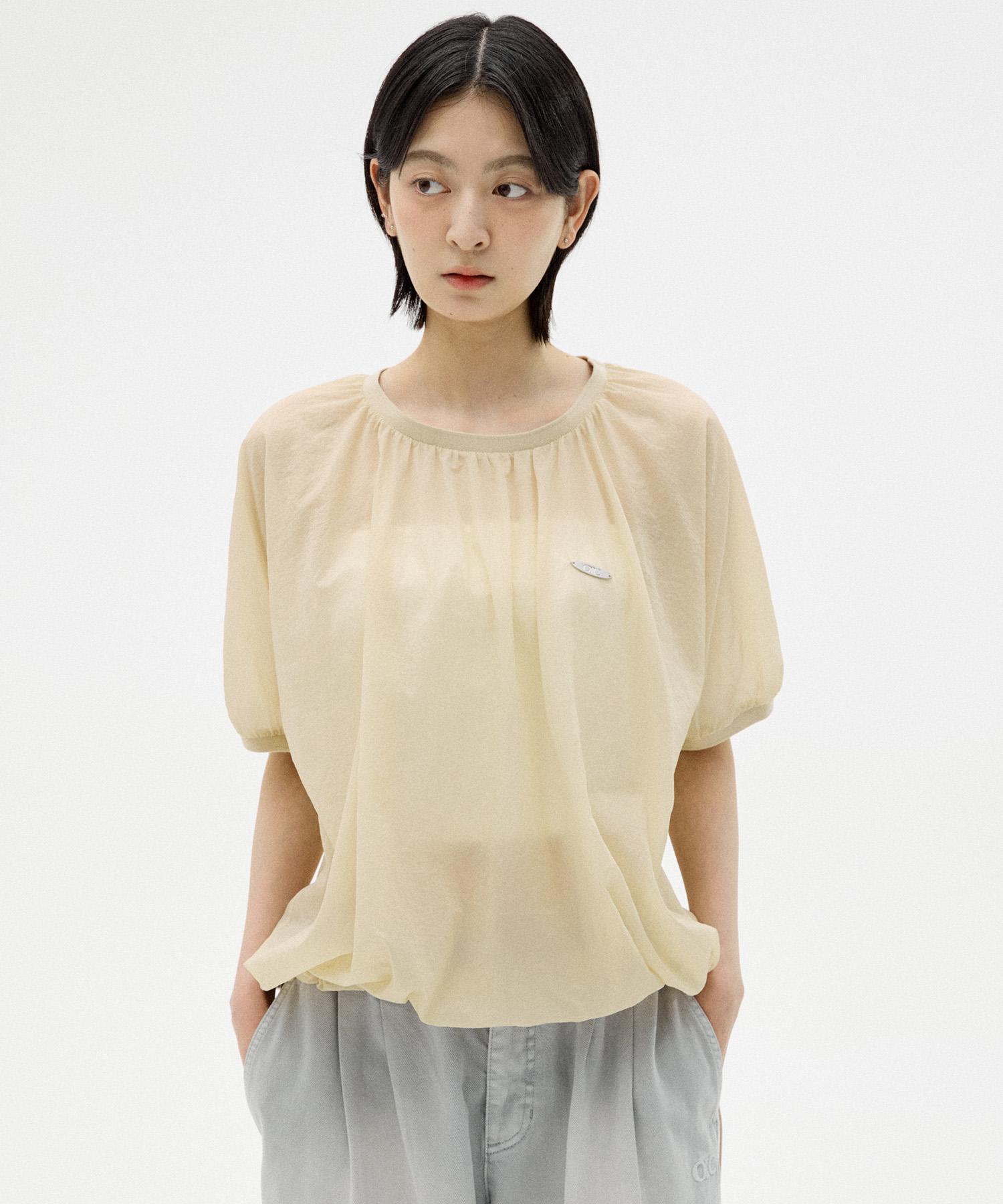Oioi Collection Logo Wappen Sheer Nylon Top [Beige] Beige/S
