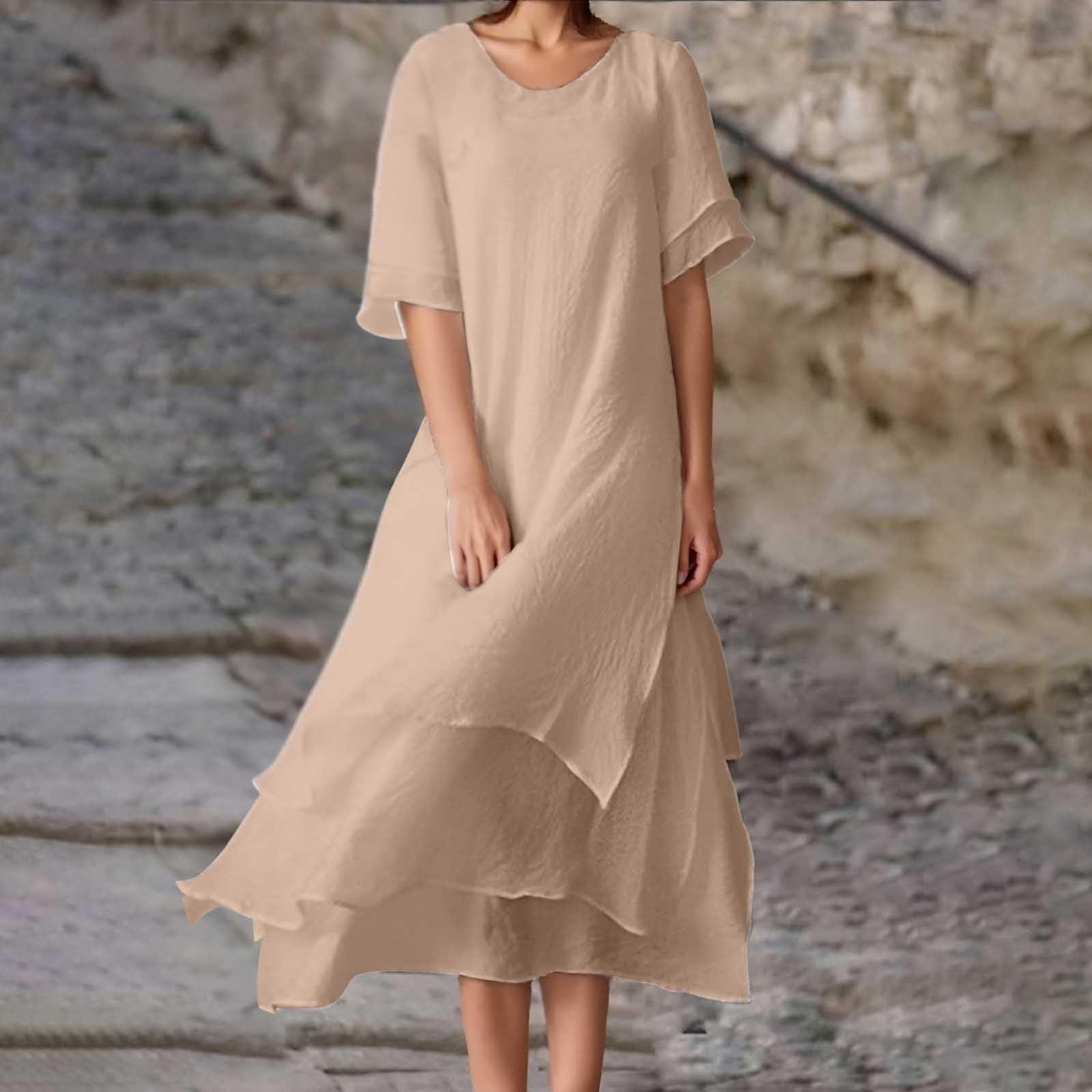 

Жіноча Модна Повсякденна Однотонна Сукня XXL хакі