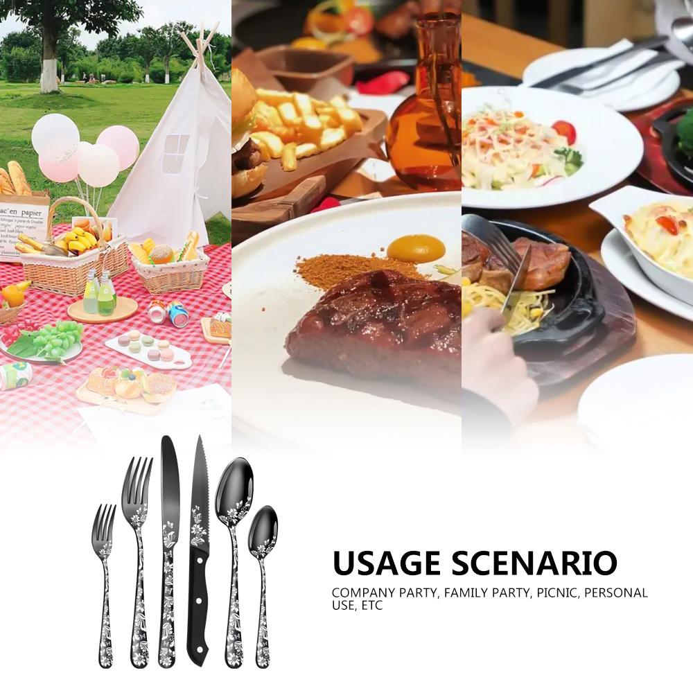 48PCS Stainless Steel Silverware Set Mirror-Polished Cutlery Flatware Set 8 Steak Knives 8 Dinner