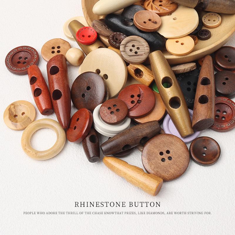 10Pcs Boxed Flawed Wood Buttons Diy Handmade Buttons Painting Material Pack Kindergarten Paste Creative Wooden Buttons