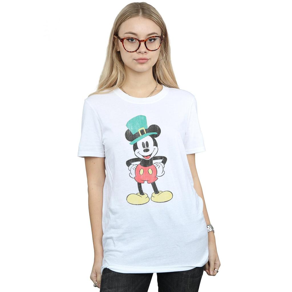 Disney Womens/Ladies Mickey Mouse Leprechaun Hat Cotton Boyfriend T-Shirt