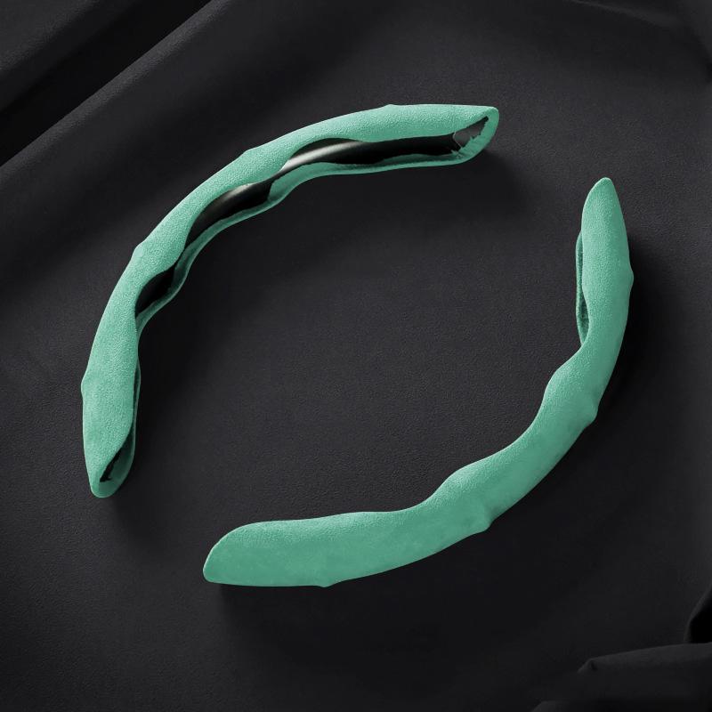 Suede Leather Steering Wheel Cover 38cm Car Steer Wheel Protector Textured Anti Slip Sweatproof Universal Decoration Accessories