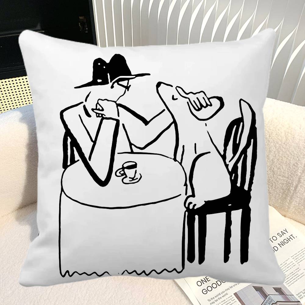 Modern Korean Black And White Love Theme Pillow Case Square Pillow Bedroom Sofa Leisure Comfort Cushion Car Home Decoration