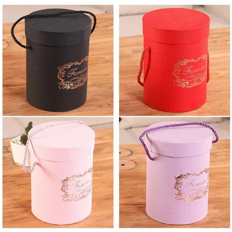 Nové kulaté papírové krabice na květiny Květinářský květinový kbelík Dárková balicí krabice Dárkový Candy bar na párty Svatba Dárkové úložné krabice