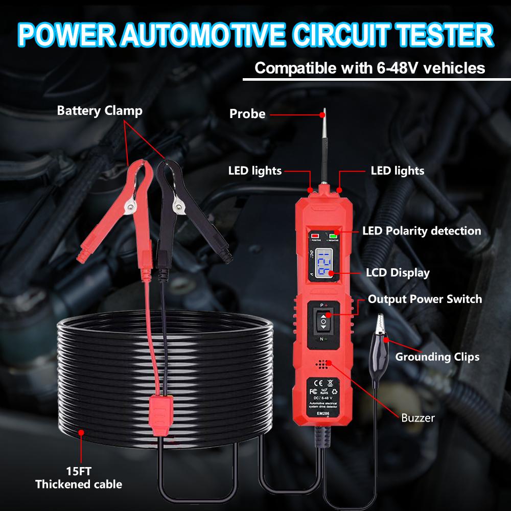 Sonda de Potência Digital Automotiva 6-48V Testador Elétrico de Circuito Dispositivo Sistema