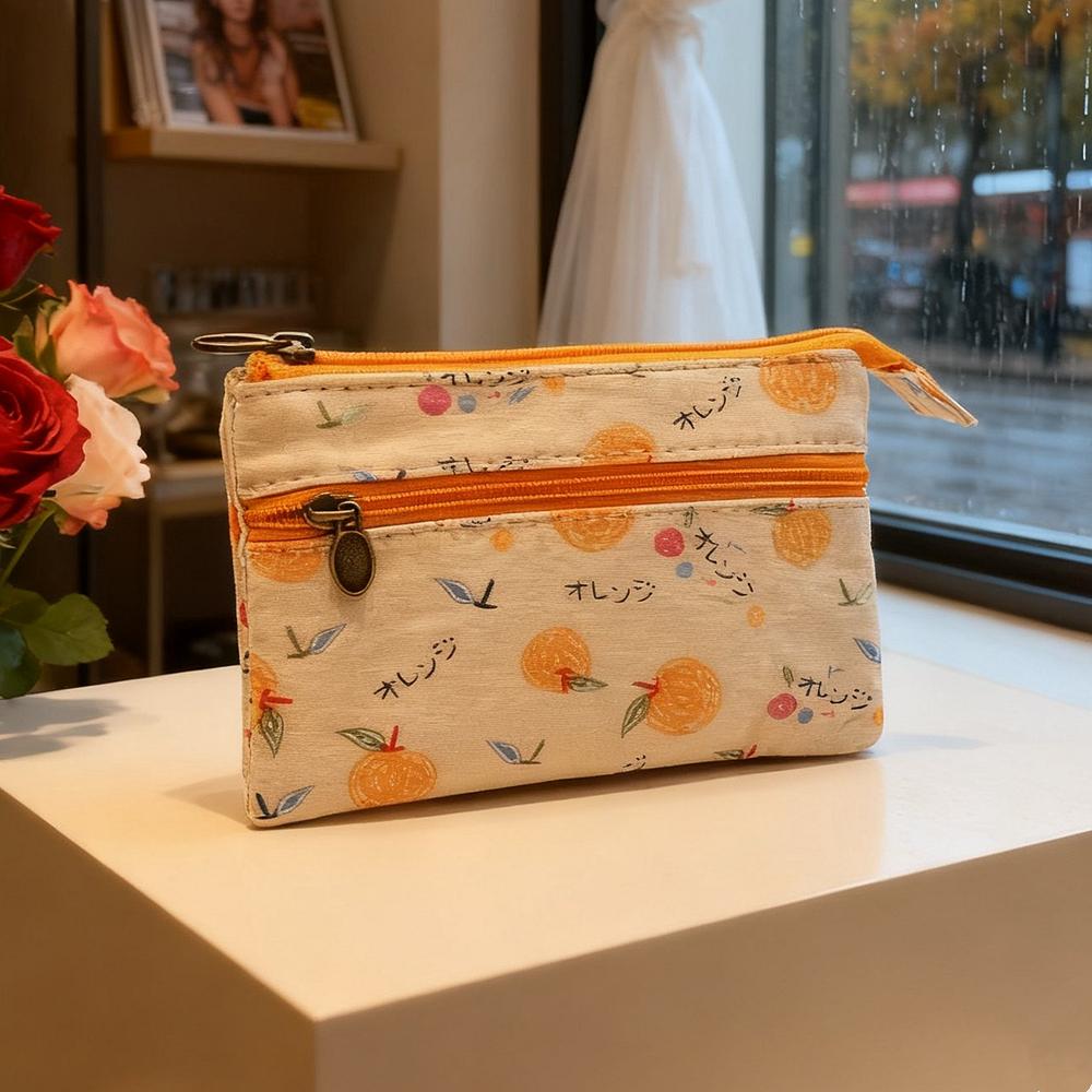 

Fresh Country-Style Oil Painting Design Double-Zipper Four-Layer Cotton Cloth Coin Purse for Women Coin Bag · Money Pouch · ID H