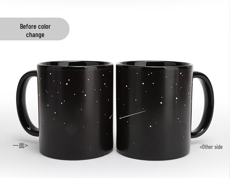 Starry Sky Ceramic Temperature-Sensing Mug: Color-Changing Sea of Stars Design