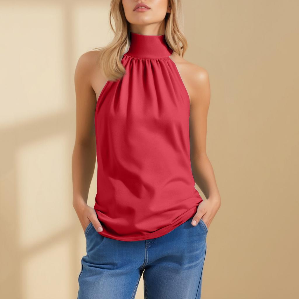 Modisches und lässiges ärmelloses einfarbiges sexy rückenfreies Top für Damen