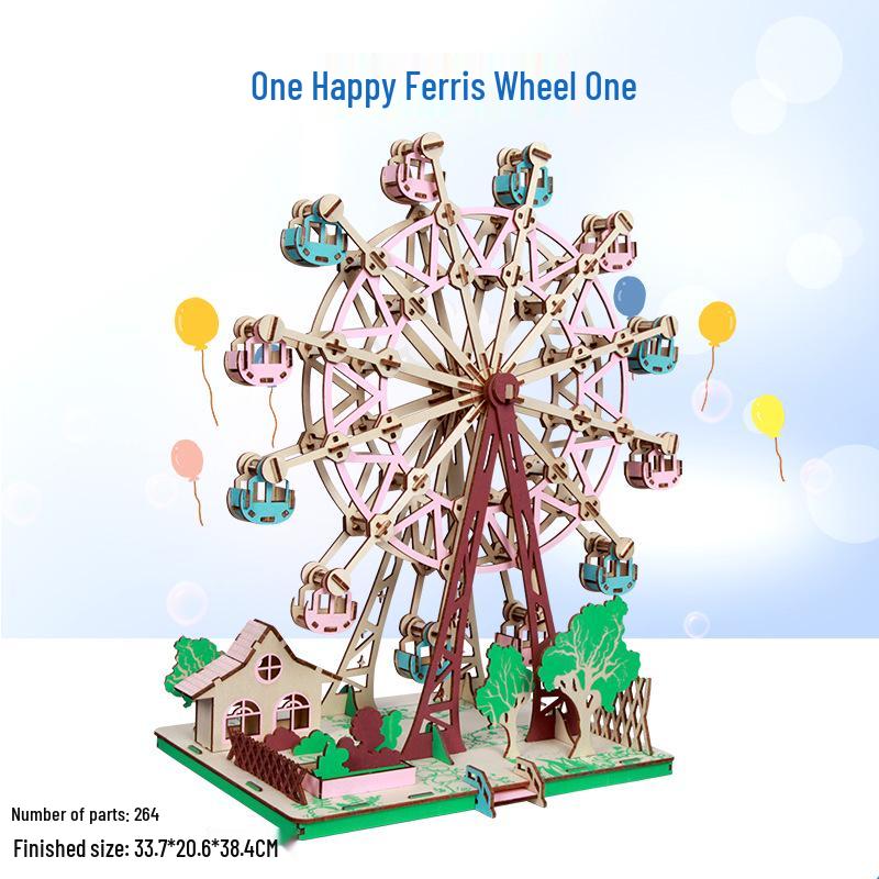 Kit de model puzzle 3D din lemn pentru copii și adulți - jucărie educativă pentru creier și cadou