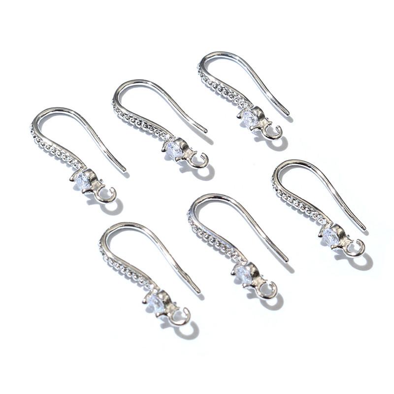 10pcs 19x8mm with Zircon Earring Hooks Wires Brass Material DIY Jewelry Making Earrings Accessories Handmade Findings