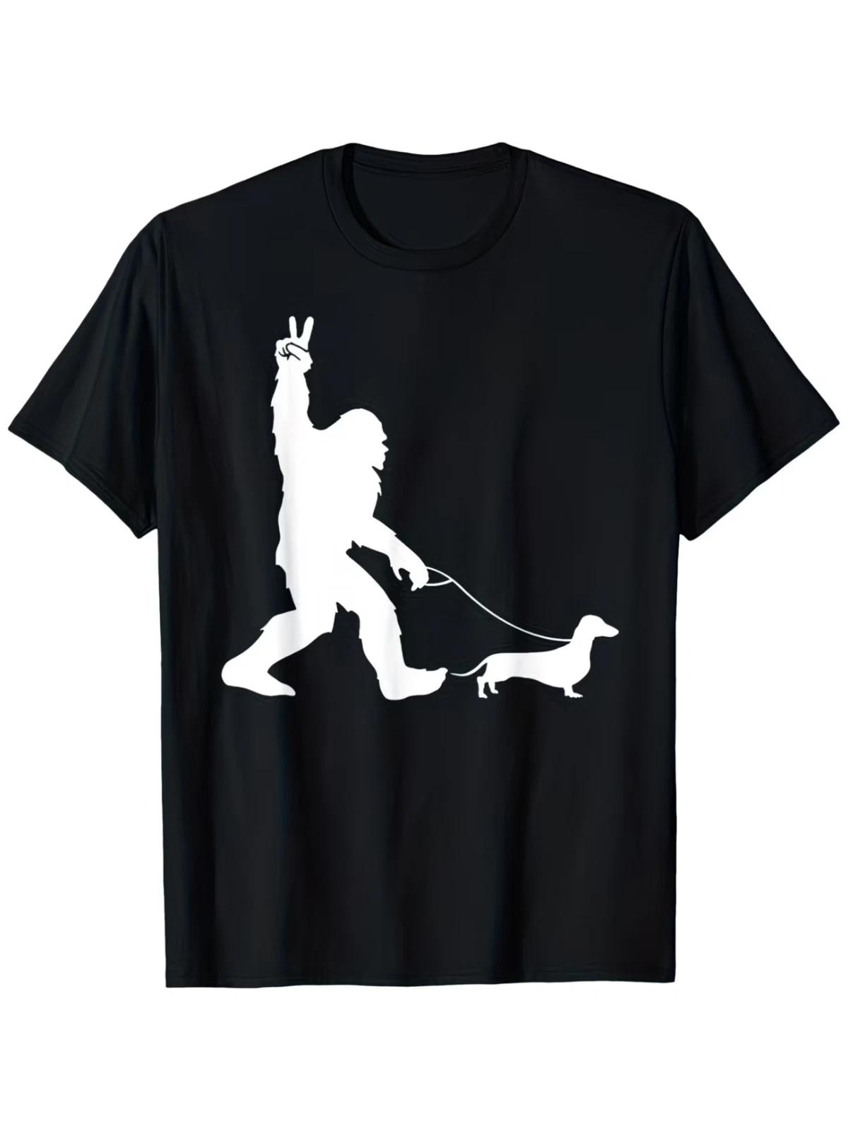 Men s & Women s Retro Dachshund Sasquatch Graphic T-Shirt M