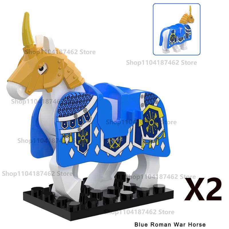 MOC Medieval Figure Mount Building Blocks Roman Wolf Warrior Infantry Lion Heart King Castle Knights Armored War Horse Brick Toy