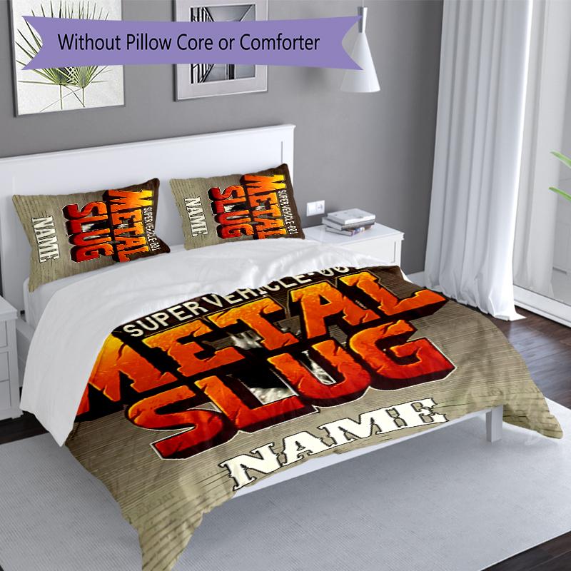 3pcs Custom Name Metal Slug Set,Includes 1 Duvet Cover and 2 Pillowcases,All-season Bedroom Decor