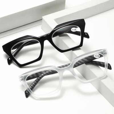 Neutral Color Matching Reading Glasses Amazon Women'S Simple Large-Frame Cat Eye Presbyopia Glasses