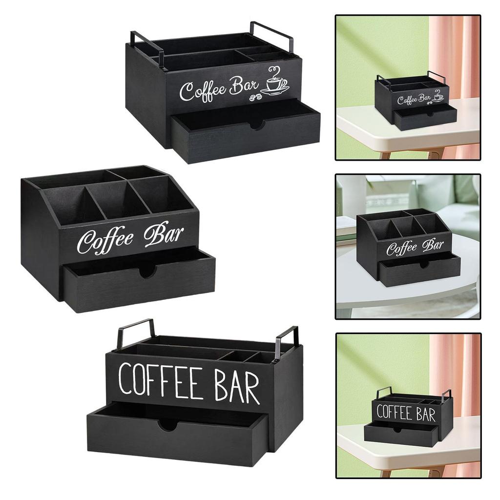 Coffee Station Organizer for Counter Coffee Bar Decor Farmhouse Countertop 2 Layer Storage Basket for Kitchen Coffee Bar Office