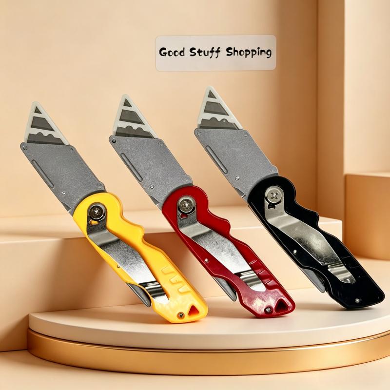 1Pc Random Color, Exquisite Multifunctional Knife Handle, Quick Detach, Household Hand Tool. (Blades Not Included)