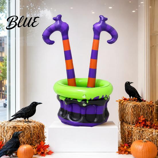 Halloween Party Decoration Inflatable Ice Bucket Witch Legs Beverage Tub Multi-functional Drink Bucket Purple Orange Cooler for Decor Outdoor