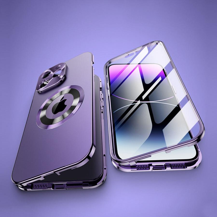Para iPhone16 15 14 Plus 13 12Pro Max Full Aluminum Metal Magnetic Case Dupla Face Proteção À Prova de Choque Protetor de Tela