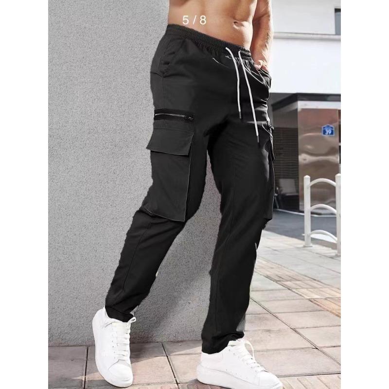 Pantaloni da Uomo Tasche Laterali Cargo Pantaloni Harem Cerniera Neri Hip Hop Casual Maschili Pantaloni Joggers Moda Casual Streetwear