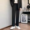Men's Fall Straight Leg Dress Pants High Waist Pleated Casual Suit Trousers
