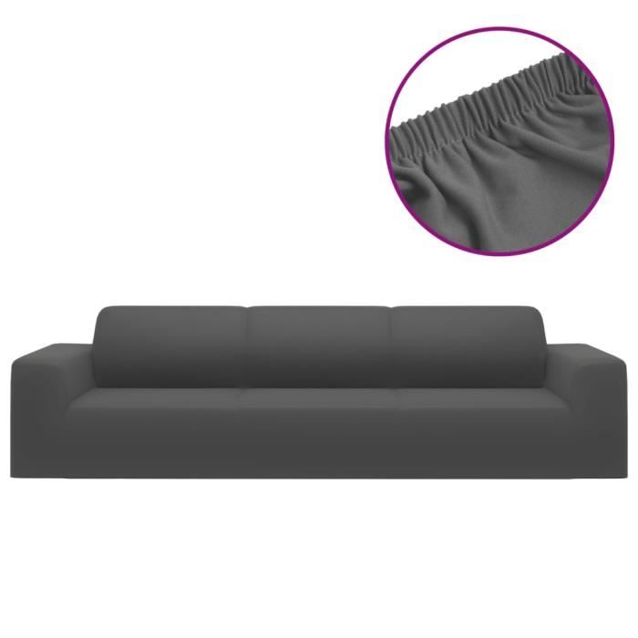 VidaXL Housse extensible canapé 4places Anthracite Jersey de polyester 332939