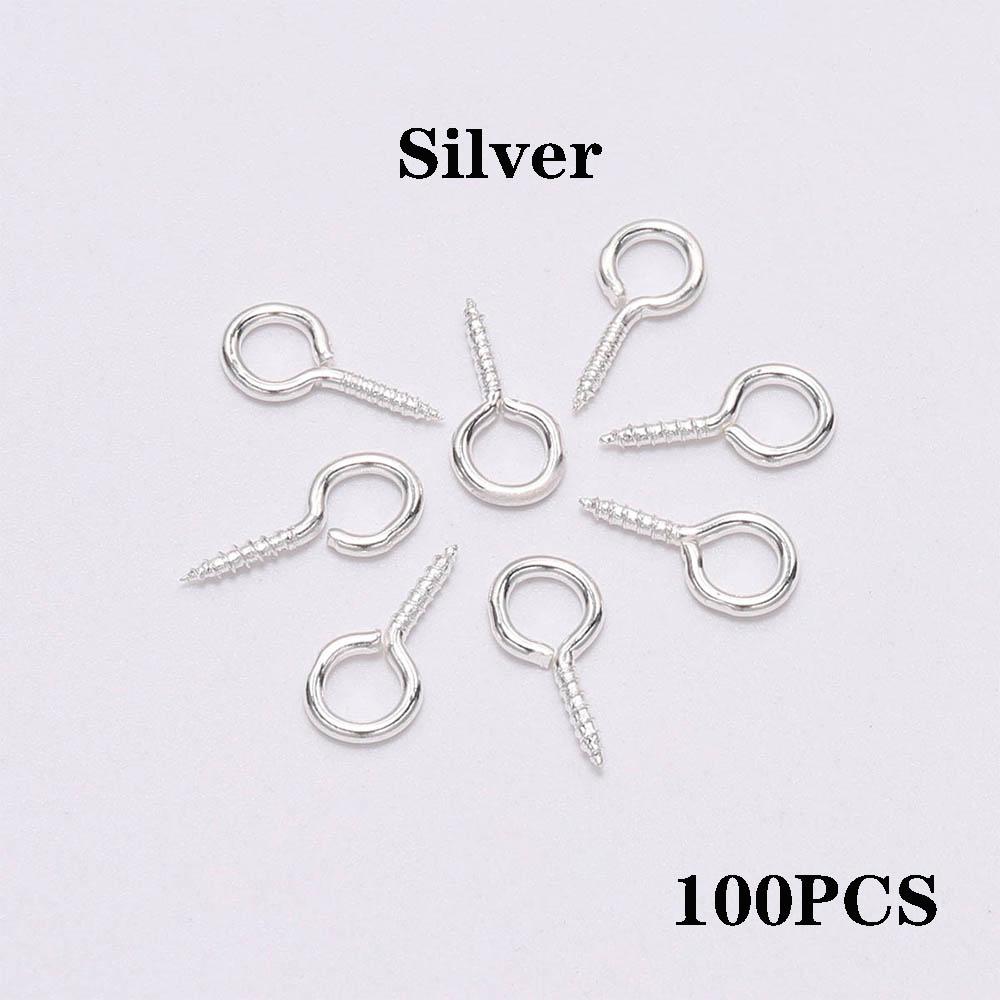 100-200Pcs Tiny Mini Eye Pins Screw Clasps Gold Connector Pendants Threaded Hooks For DIY Jewelry Making Findings Accessoies