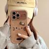 MINISO Hello Kitty Phone Case For iPhone 16 15 14 12 13 11 Pro Max Brown Retro Artificial Leather Cover With Hand Strap